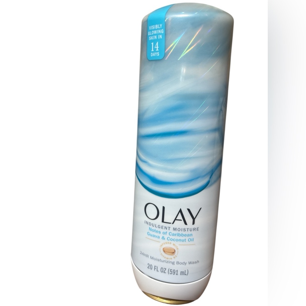 OLAY Indulgent Moisture Body Wash with Blue and White Design